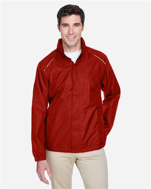 Men's Climate Seam Sealed Lightweight Variegated Ripstop Jacket - - 13319 Classic Red 230A7 4-4.9 oz 88185 AB Exclusive Brands Adjustable CA New ab CORE365 Drawstring Full-Zips Hooded Jackets Long Sleeves Mens & Unisex New AB Outerwear Performance Pockets Polyester - 100% Rain Coats S&S Exclusive Brands Waterproof Zips