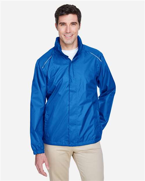 Men's Climate Seam Sealed Lightweight Variegated Ripstop Jacket - - 13319 True Royal 230A7 4-4.9 oz 88185 AB Exclusive Brands Adjustable CA New ab CORE365 Drawstring Full-Zips Hooded Jackets Long Sleeves Mens & Unisex New AB Outerwear Performance Pockets Polyester - 100% Rain Coats S&S Exclusive Brands Waterproof Zips