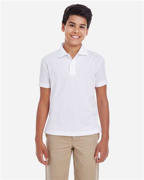 CORE365 88181Y, Youth Origin Performance Piqué Polo, White