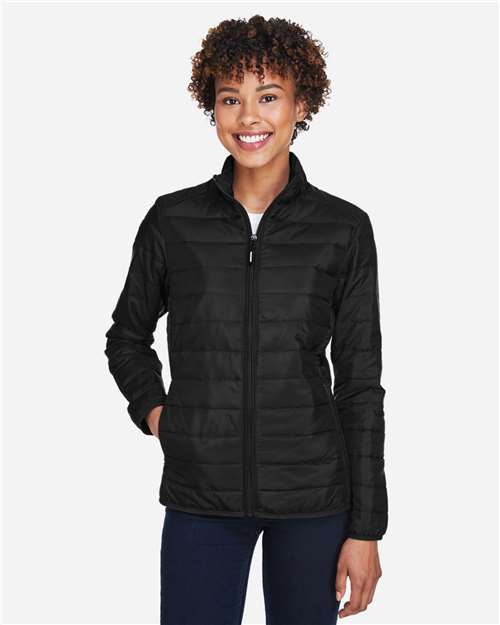 CORE365 CE700W, Women's Prevail Packable Puffer Jacket, Black