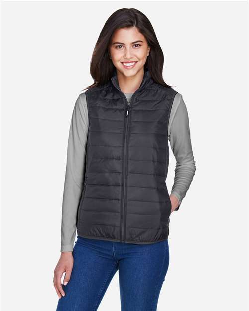 CORE365 CE702W, Women's Prevail Packable Puffer Vest, Carbon