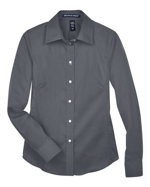 Devon & Jones DG530W, Women's Crown Collection Solid Stretch Twill Woven Dress Shirt, Graphite