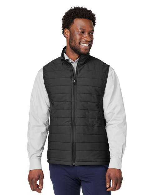 Men's New Classics® Charleston Hybrid Vest - - 13335 Black Melange Black 699B2 7-7.9 oz AB Exclusive Brands CA New ab Cotton Devon & Jones DG706 Full-Zips Jackets Mens & Unisex New AB Outerwear Playbook - School & Team Back to School K-12 Playbook - School & Teams Playbook Summer to School Pockets Polyester Puffers S&S Exclusive Brands Sleeveless Vests Zips