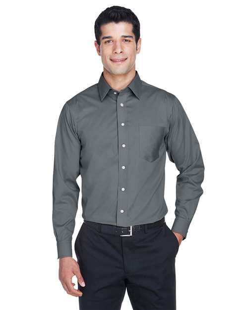 Men's Tall Crown Collection® Solid Stretch Twill Woven Dress Shirt - - 13336 Graphite 3-3.9 oz 675B2 AB Exclusive Brands CA New ab Cotton Devon & Jones DG530T Dress Shirts Long Sleeves Mens & Unisex New AB Pockets Polyester S&S Exclusive Brands Spandex Stain Resistant Talls Tops Wovens Wovens & Dress Shirts Wrinkle Free