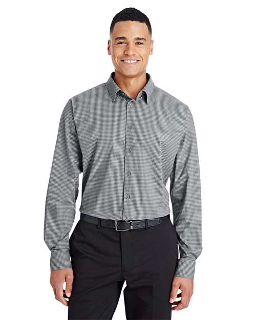 Men's CrownLux Performance® Tonal Mini Check Woven Dress Shirt - - 13343 Graphite 3-3.9 oz 681B2 AB Exclusive Brands CA New ab Devon & Jones DG535 Dress Shirts Long Sleeves Mens & Unisex New AB Nylon Playbook - Corporate Playbook Corporate Uniforming in the Summer Playbook Summer to School S&S Exclusive Brands Spandex Tops Wovens Wovens & Dress Shirts Yarn Dyed