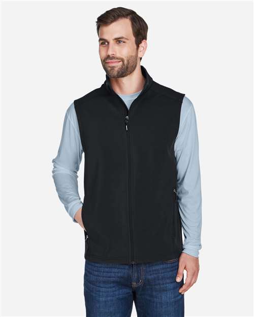 CORE365 CE701, Men's Cruise Two-layer Fleece Bonded Soft Shell Vest, Black