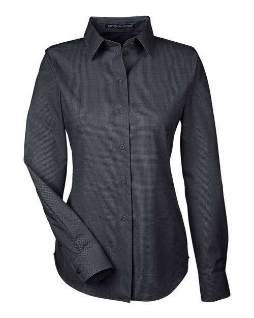 Devon & Jones DG532W, Women's Crown Collection Royal Dobby Woven Dress Shirt, Black