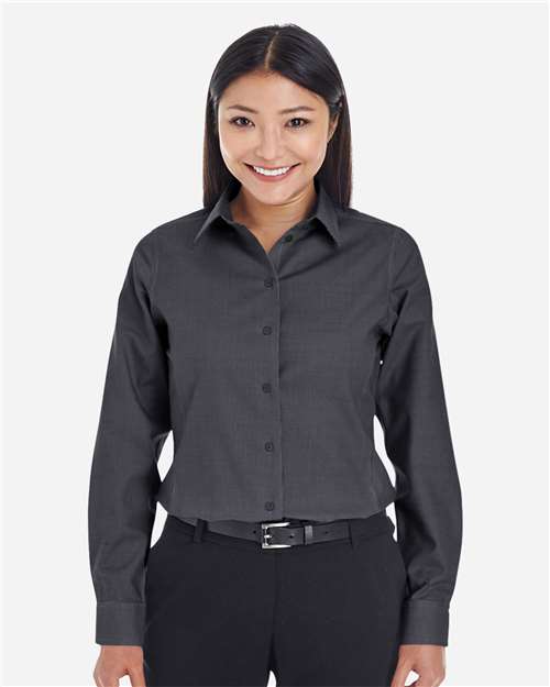 Devon & Jones DG532W, Women's Crown Collection Royal Dobby Woven Dress Shirt, Black