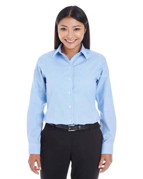 Women's Crown Collection® Royal Dobby Woven Dress Shirt - - 13353 French Blue 3-3.9 oz 678B2 AB Exclusive Brands CA New ab Cotton Devon & Jones DG532W Dress Shirts Long Sleeves New AB Polyester S&S Exclusive Brands Stain Resistant Tops Womens Wovens Wovens & Dress Shirts Wrinkle Free