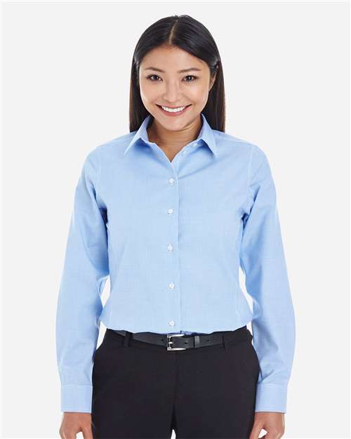 Devon & Jones DG532W, Women's Crown Collection Royal Dobby Woven Dress Shirt, French Blue