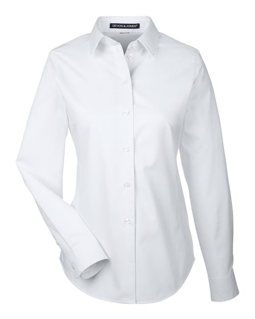 Devon & Jones DG532W, Women's Crown Collection Royal Dobby Woven Dress Shirt, White