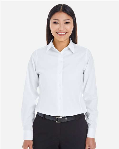 Devon & Jones DG532W, Women's Crown Collection Royal Dobby Woven Dress Shirt, White