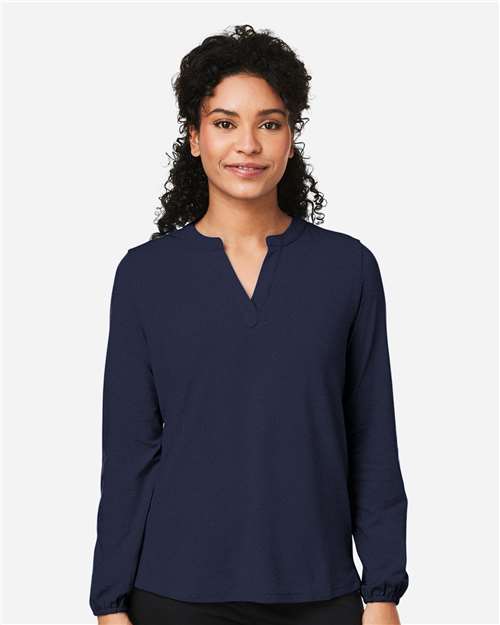 Devon & Jones DP122W, Women's Raleigh Half-placket Knit Top, Navy