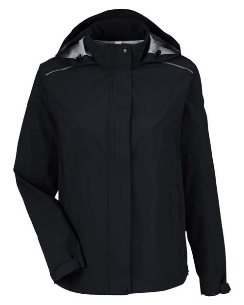 CORE365 CE712W, Women's Barrier Packable Waterproof Rain Jacket, Black