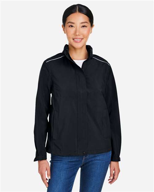 CORE365 CE712W, Women's Barrier Packable Waterproof Rain Jacket, Black