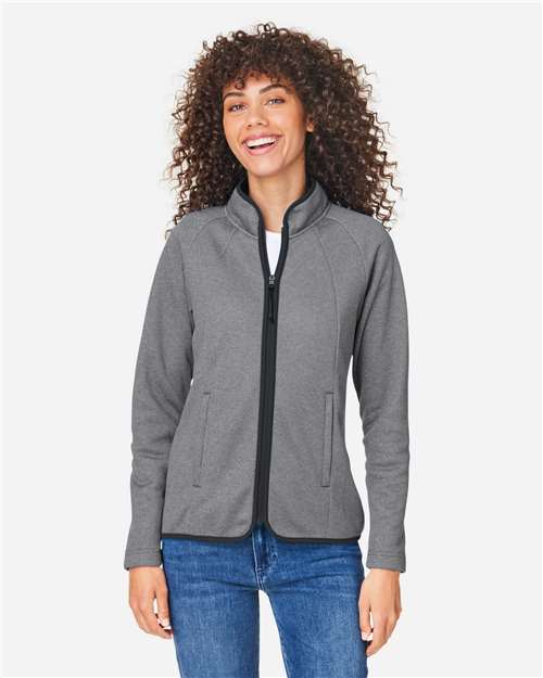 CORE365 CE72W, Women's Venture Heathered Stripe Full-zip Jacket, Black/ White