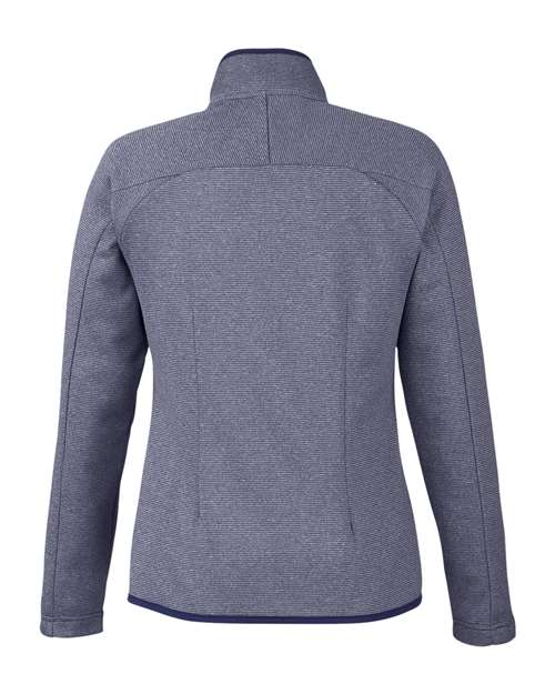 CORE365 CE72W, Women's Venture Heathered Stripe Full-zip Jacket, Classic Navy/ White