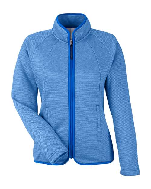 CORE365 CE72W, Women's Venture Heathered Stripe Full-zip Jacket, True Royal/ White