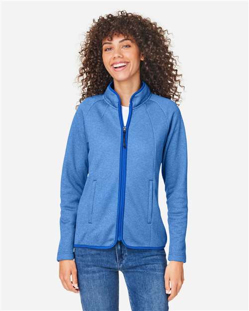 CORE365 CE72W, Women's Venture Heathered Stripe Full-zip Jacket, True Royal/ White