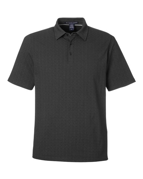 Devon & Jones DG101, Men's Crownlux Performance Geo Polo, Black/ Graphite