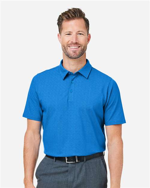 Devon & Jones DG101, Men's Crownlux Performance Geo Polo, French Blue/ Crystal Blue