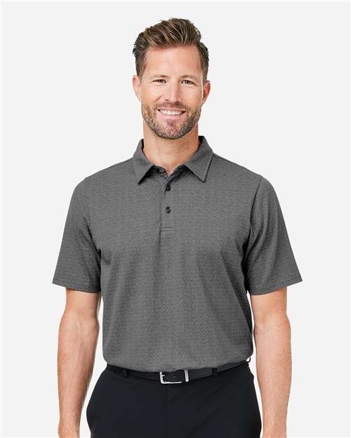 Devon & Jones DG101, Men's Crownlux Performance Geo Polo, Graphite/ Silver
