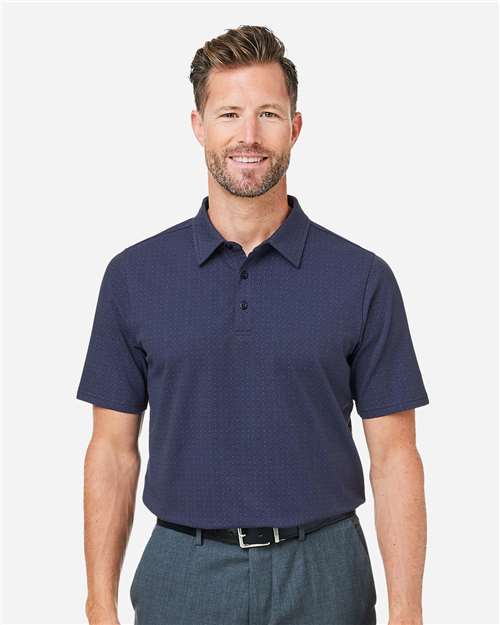 Devon & Jones DG101, Men's Crownlux Performance Geo Polo, Navy/ French Blue