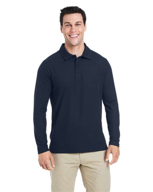 Men's Fusion ChromaSoft™ Long Sleeve Pique Polo - - 13357 Classic Navy 278A7 6-6.9 oz AB Exclusive Brands Antimicrobial CA New ab CE112L CORE365 Long Sleeves Mens & Unisex Moisture-Management New AB Performance Pique Polos Polos & Knits Polyester - 100% S&S Exclusive Brands Sport Shirts Tops