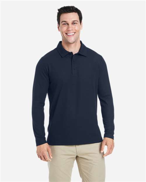 CORE365 CE112L, Men's Fusion Chromasoft Long Sleeve Pique Polo, Classic Navy