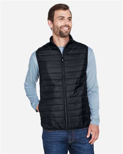 CORE365 CE702, Men's Prevail Packable Puffer Vest, Black