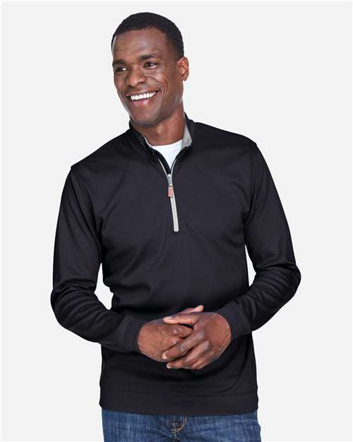Devon & Jones DG479, Men's Drytec20 Performance Quarter-zip Pullover, Black/ Grey Heather/ Graphite