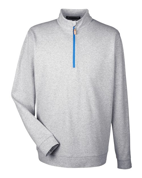 Devon & Jones DG479, Men's Drytec20 Performance Quarter-zip Pullover, Grey Heather/ Grey H/ French Blue