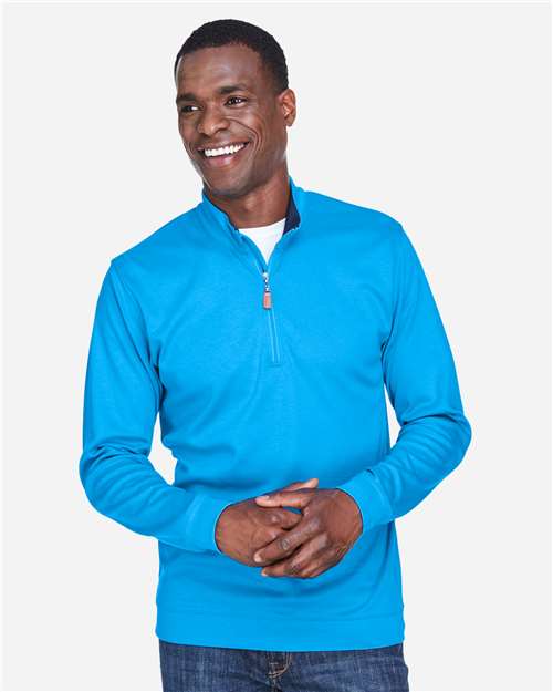 Devon & Jones DG479, Men's Drytec20 Performance Quarter-zip Pullover, Ocean Blue/ Navy/ Ocean Blue