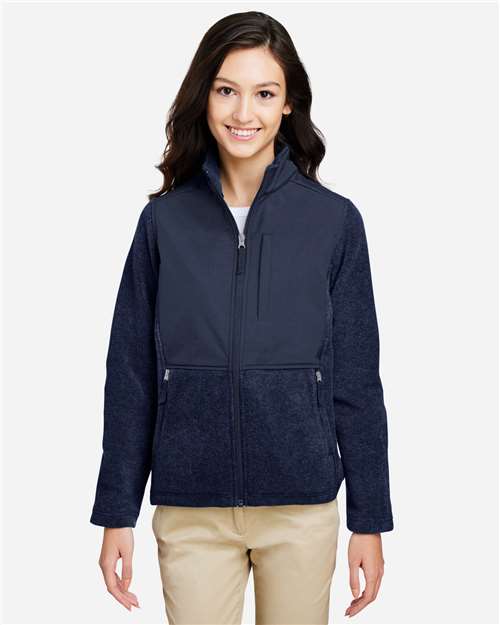 CORE365 CE890W, Women's Journey Summit Hybrid Full-zip, Classic Navy/ Classic Navy