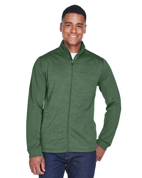 Men's Newbury Colorblock Mélange Fleece Full-Zip jacket - - 13370 Forest Forest Heather 6-6.9 oz 712B2 AB Exclusive Brands CA New ab Devon & Jones DG796 Fleece Full-Zips Jackets Long Sleeves Mens & Unisex New AB Outerwear Performance Pockets Polyester - 100% S&S Deep Deals S&S Exclusive Brands Zips