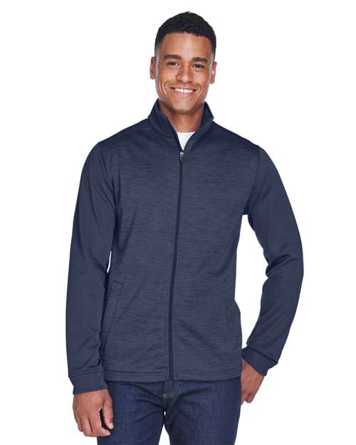 Men's Newbury Colorblock Mélange Fleece Full-Zip jacket - - 13370 Navy Navy Heather 6-6.9 oz 712B2 AB Exclusive Brands CA New ab Devon & Jones DG796 Fleece Full-Zips Jackets Long Sleeves Mens & Unisex New AB Outerwear Performance Pockets Polyester - 100% S&S Deep Deals S&S Exclusive Brands Zips
