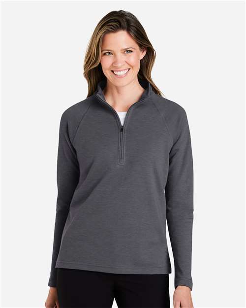 Devon & Jones DG481WZ, Women's New Classics Charleston Quarter-zip Pullover, Black Melange