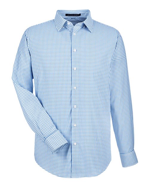 Devon & Jones DG540, Men's Crownlux Performance Micro Windowpane Woven Dress Shirt, French Blue/ White
