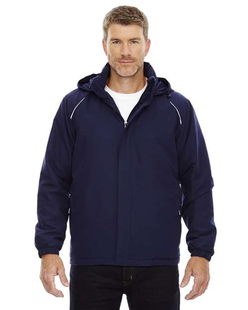 Men's Tall Brisk Insulated Jacket - - 13383 Classic Navy 232A7 88189T AB Exclusive Brands CA New ab CORE365 Drawstring Full-Zips Hooded Jackets Long Sleeves Media Pocket Mens & Unisex New AB Outerwear Performance Pockets Polyester - 100% S&S Exclusive Brands Talls Windbreakers Zips