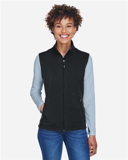 Women's Cruise Two-Layer Fleece Bonded Soft Shell Vest - - 13386 Black 298A7 8-8.9 oz AB Exclusive Brands CA New ab CE701W CORE365 Explore Medical & Med Spa Explore Medical & Med Spa Staff Uniforms Full-Zips Jackets New AB Outerwear Performance Pockets Polyester S&S Exclusive Brands Sleeveless Soft Shells Spandex Vests Water Resistant Womens Zips