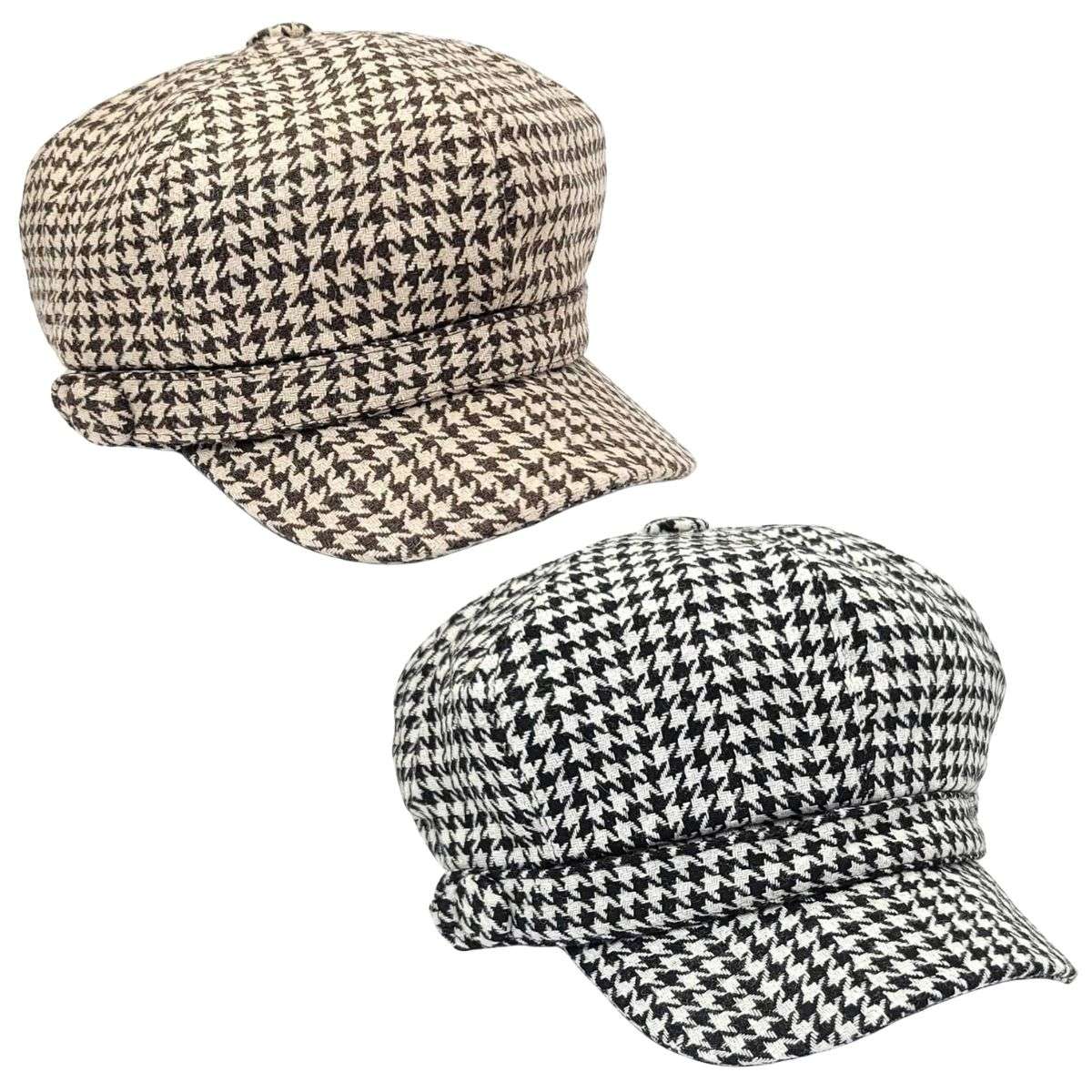 Newsboy Hat - Houndstooth, Brown & Black Dozen Special Mix&Match