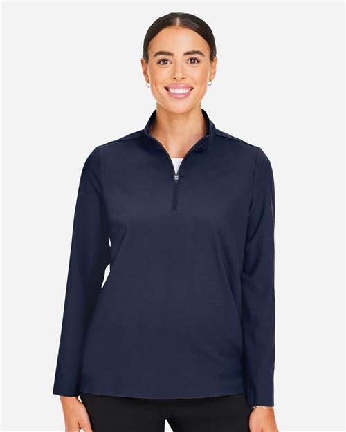 Devon & Jones DG410W, Women's Crownlux Performance Windsor Welded Quarter-zip Pullover, Navy