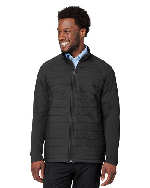 Men's New Classics® Charleston Hybrid Jacket - - 13390 Black Melange Black 697B2 7-7.9 oz AB Exclusive Brands CA New ab Cotton Devon & Jones DG704 Full-Zips Jackets Long Sleeves Mens & Unisex New AB Outerwear Pockets Polyester Puffers S&S Exclusive Brands Zips