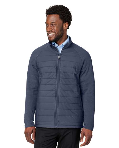 Men's New Classics® Charleston Hybrid Jacket - - 13390 Navy Melange Navy 697B2 7-7.9 oz AB Exclusive Brands CA New ab Cotton Devon & Jones DG704 Full-Zips Jackets Long Sleeves Mens & Unisex New AB Outerwear Pockets Polyester Puffers S&S Exclusive Brands Zips