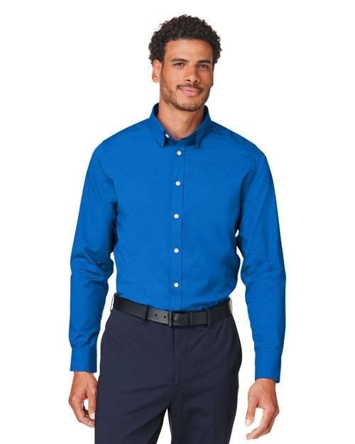 Men's CrownLux Performance® Spencer Poplin Dress Shirt - - 13398 French Blue Melange 4-4.9 oz 669B2 AB Exclusive Brands CA New ab Cotton Devon & Jones DG505 Dress Shirts Explore Corporate Explore Corporate Gifting & Incentives Explore Corporate Gifting - Mid-Range Long Sleeves Mens & Unisex Moisture-Management New AB Polyester S&S Exclusive Brands Spandex Tops Wovens Wovens & Dress Shirts