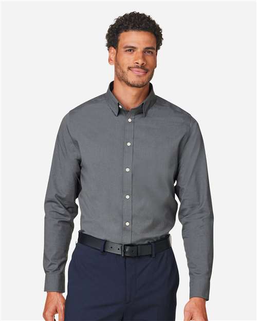 Devon & Jones DG505, Men's Crownlux Performance Spencer Poplin Dress Shirt, Graphite Melange