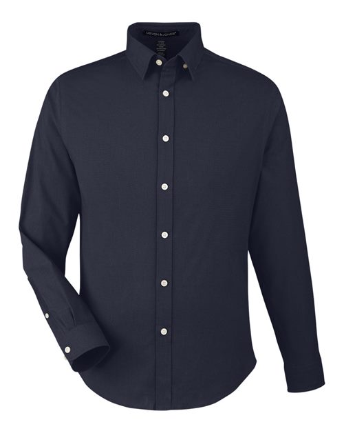 Devon & Jones DG505, Men's Crownlux Performance Spencer Poplin Dress Shirt, Navy Melange