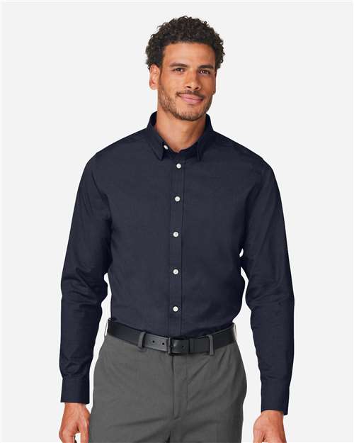 Devon & Jones DG505, Men's Crownlux Performance Spencer Poplin Dress Shirt, Navy Melange