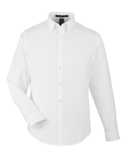 Devon & Jones DG505, Men's Crownlux Performance Spencer Poplin Dress Shirt, White