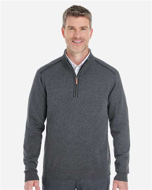 Men's Manchester Fully-Fashioned Quarter-Zip Pullover Sweater - - 13401 Dark Grey Heather Black 658B2 8-8.9 oz AB Exclusive Brands CA New ab Cotton - 100% Devon & Jones DG478 Knit Long Sleeves Mens & Unisex New AB Polos & Knits Pullovers Quarter-Zips S&S Deep Deals S&S Exclusive Brands Sweaters Tops Zips